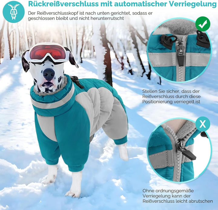 AOFITEE Hundemantel für Grosse Hunde Winter, Winteroverall für Hund Wasserdichter Hundejacke mit Bei