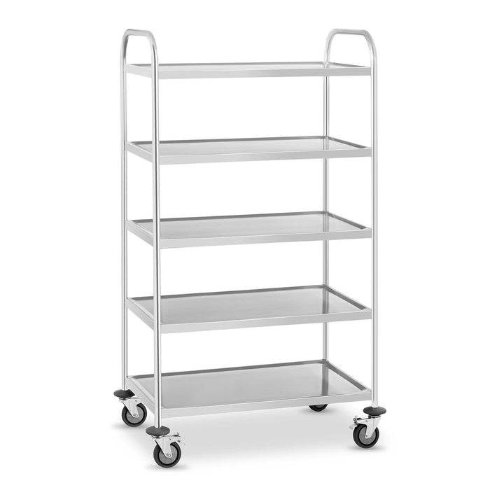 Royal Catering RCSW-5.1 Servierwagen Küchenwagen (5 Etagen, bis 150 kg, Tablettabstand 27 cm, Rammsc