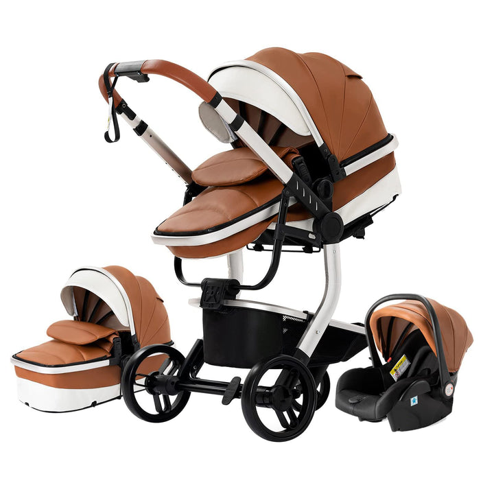Magic ZC Kinderwagen 3 in 1, Kombikinderwagen mit Faltbarem Tragbarem One-Click-Design, Buggy mit Um