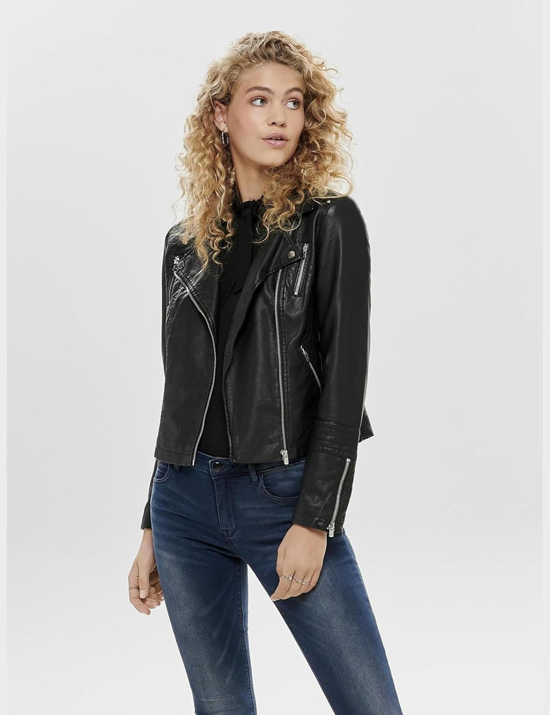 ONLY Female Kunstlederjacke ONLGEMMA Kunstlederjacke, Schwarz