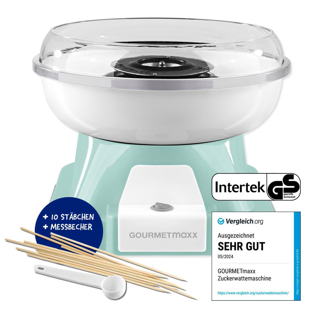 GOURMETmaxx Zuckerwattemaschine für Zuhause | Mit Zubehör für Cotton Candy, Candy Floss Maschine Set