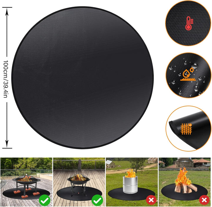 ROCKY&CHAO Feuerfeste Unterlage 39 Inch Rund Feuerschutzmatte 3 Schicht Feuerresistent Grillmatte, G