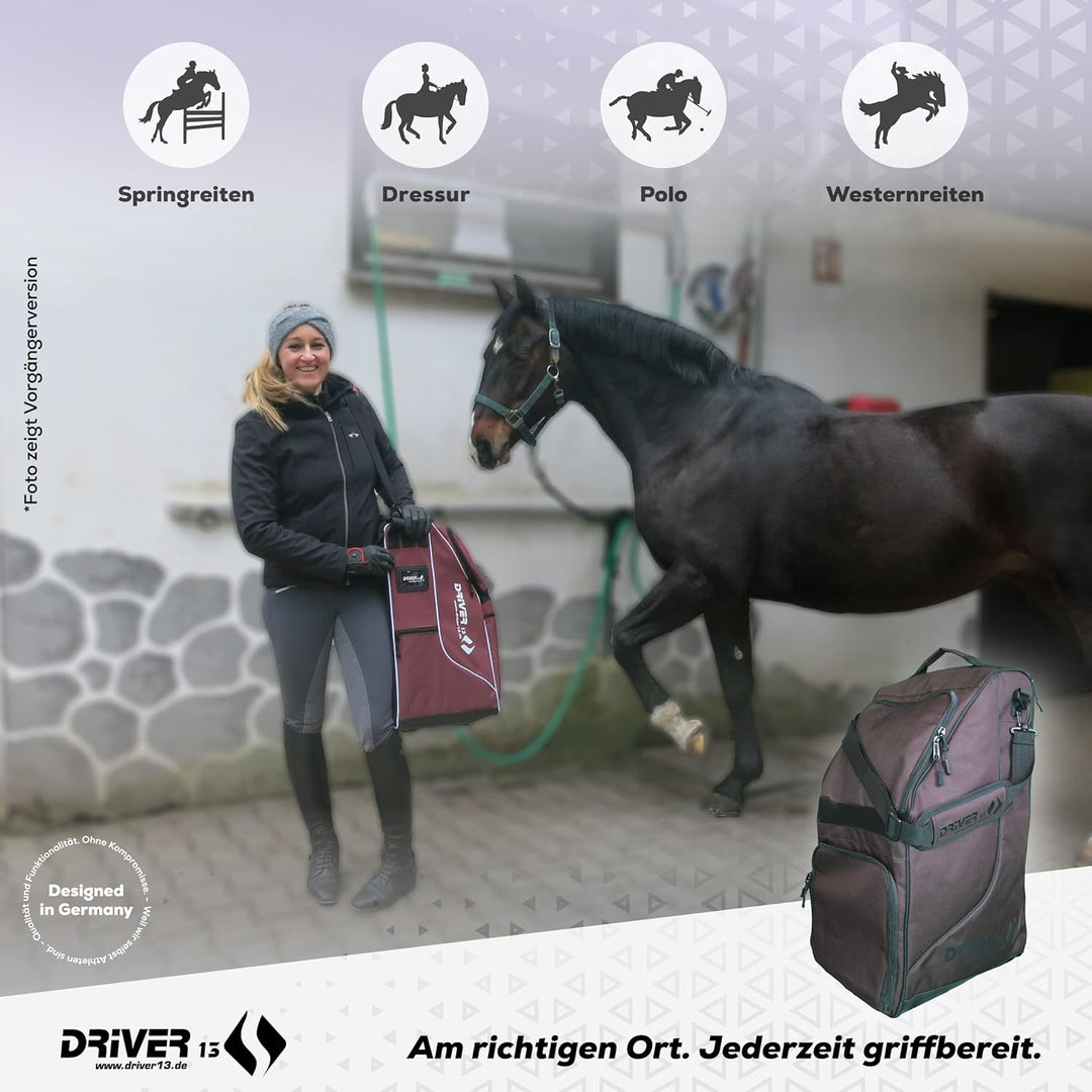 Driver13 Reitstiefelrucksack Reitstiefeltasche Stiefeletten Taschen Deluxe mit Helmfach für Reitstie