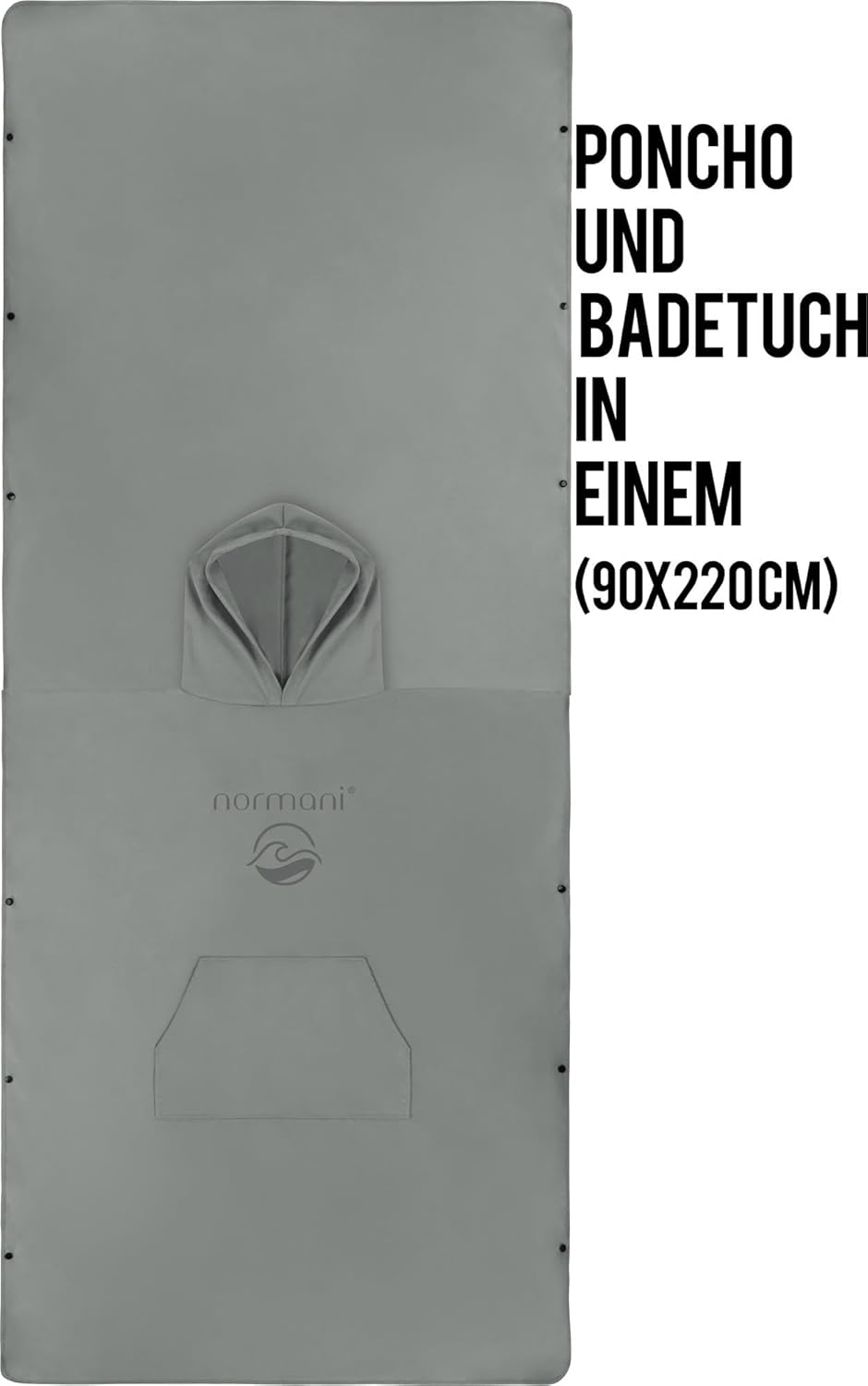 normani Badehandtuch mit Kapuze Badeponcho für Damen und Herren - Umziehhilfe, Surfer Poncho und Bad