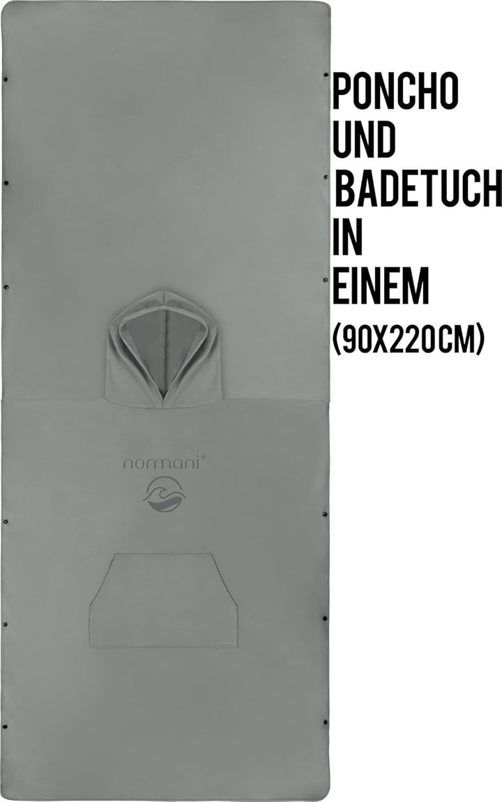 normani Badehandtuch mit Kapuze Badeponcho für Damen und Herren - Umziehhilfe, Surfer Poncho und Bad