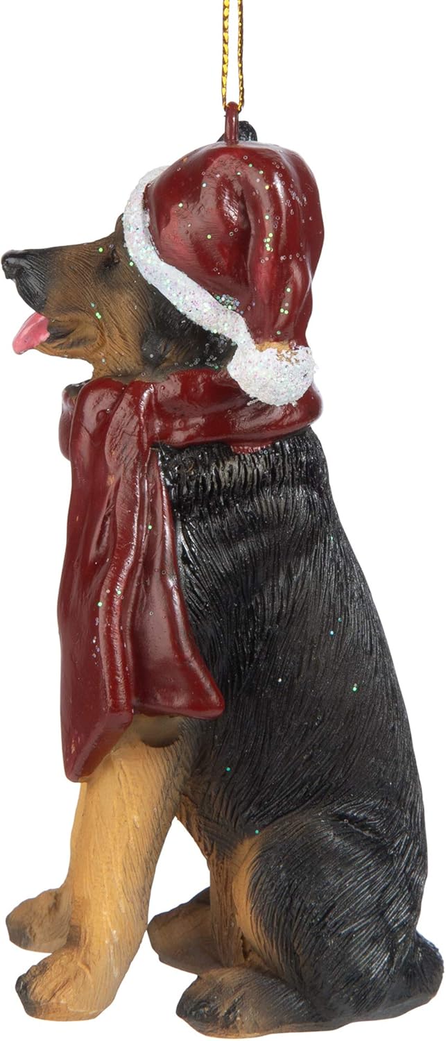 Design Toscano Deutscher Schäferhund Festlicher Hund Weihnachtsbaumornament Weihnachtsdeko, Polyresi