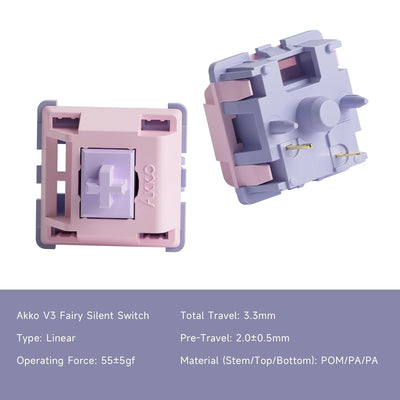 Akko Stille Linear Switch für Mechanische Tastatur, Silent Switches, 5 Pin 50gf, Dämpfungsdesign, Lä