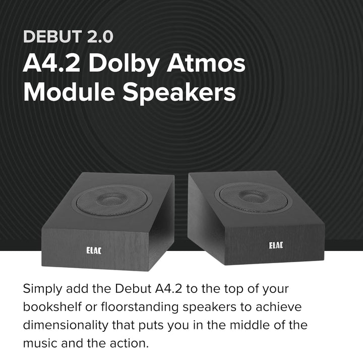 ELAC Debut 2.0 A4.2 Dolby Atmos Modul-Lautsprecher, Schwarz, Paar – Konzentrischer Treiber mit 1,3 c