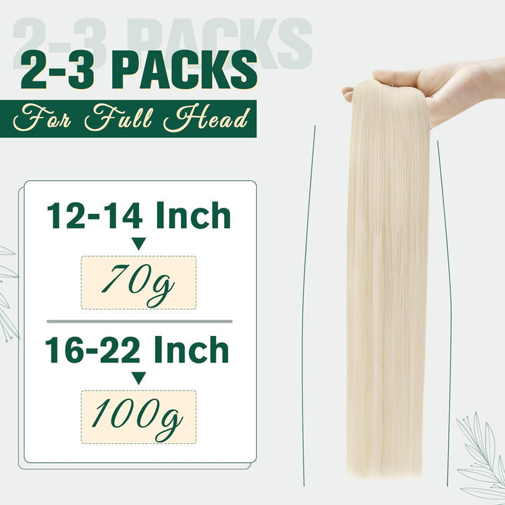 RUNATURE Tressen Extensions Echthaar Weissblond Glatt Echthaar Tressen Zum Einnähen Weisse Blondine