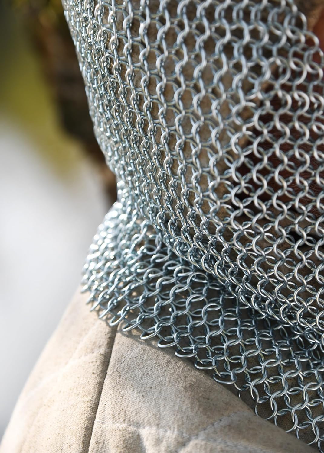 Battle-Merchant Kettenhaube, V-Auschnitt, ID9mm, Mittelalter LARP Wikinger Fasching Kettenhemd Kette