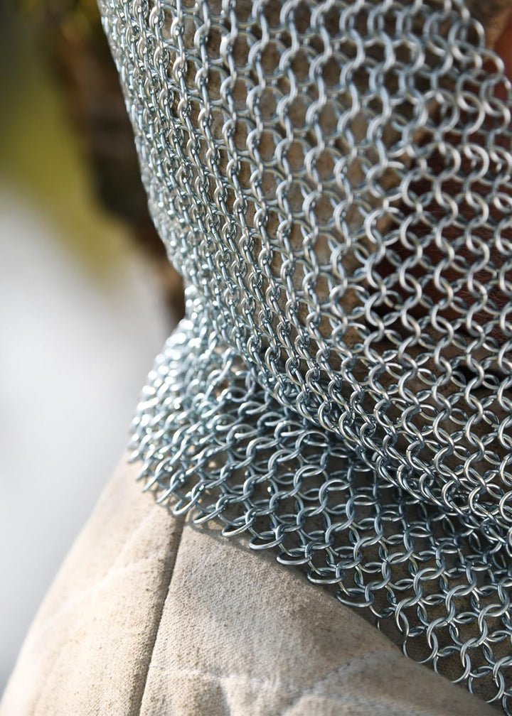 Battle-Merchant Kettenhaube, V-Auschnitt, ID9mm, Mittelalter LARP Wikinger Fasching Kettenhemd Kette