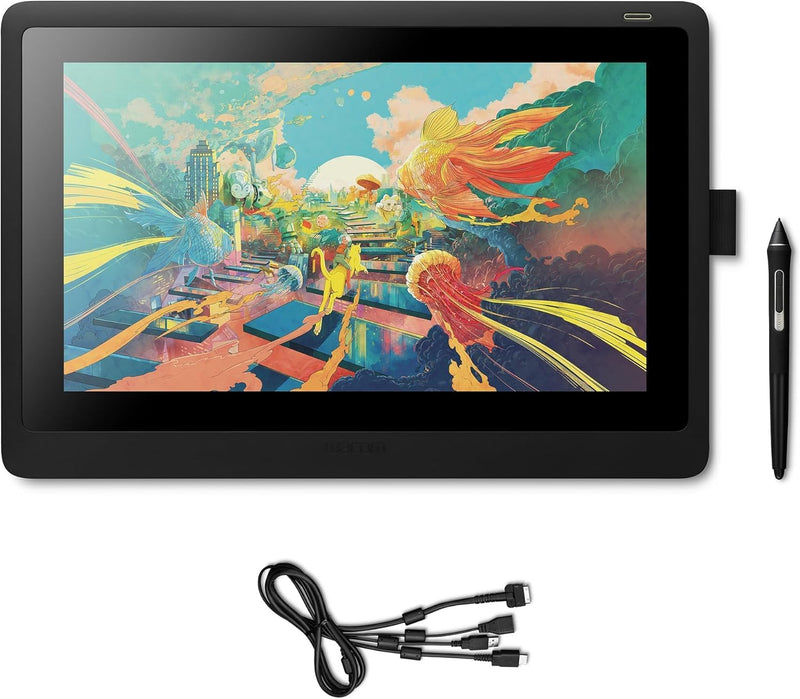 Wacom Cintiq 16 –16 Zoll Full HD Grafik-Display mit ausklappbaren Standfüssen inkl batterielosem Pro