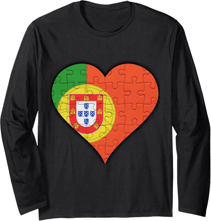Portugal Portugiesische Flagge Herz Langarmshirt