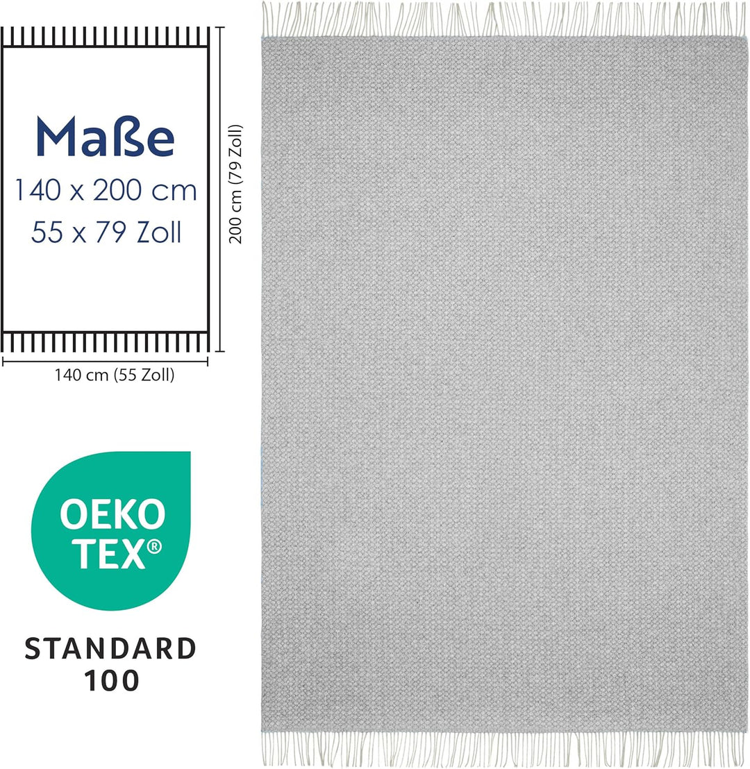 Nostra Andora Tagesdecke 140x200 | Weiche Merino Wolldecke mit 10% Kaschmir | Picnic Blanket | Warme