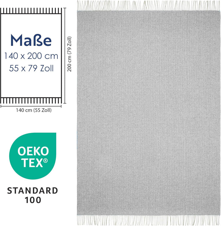 Nostra Andora Tagesdecke 140x200 | Weiche Merino Wolldecke mit 10% Kaschmir | Picnic Blanket | Warme