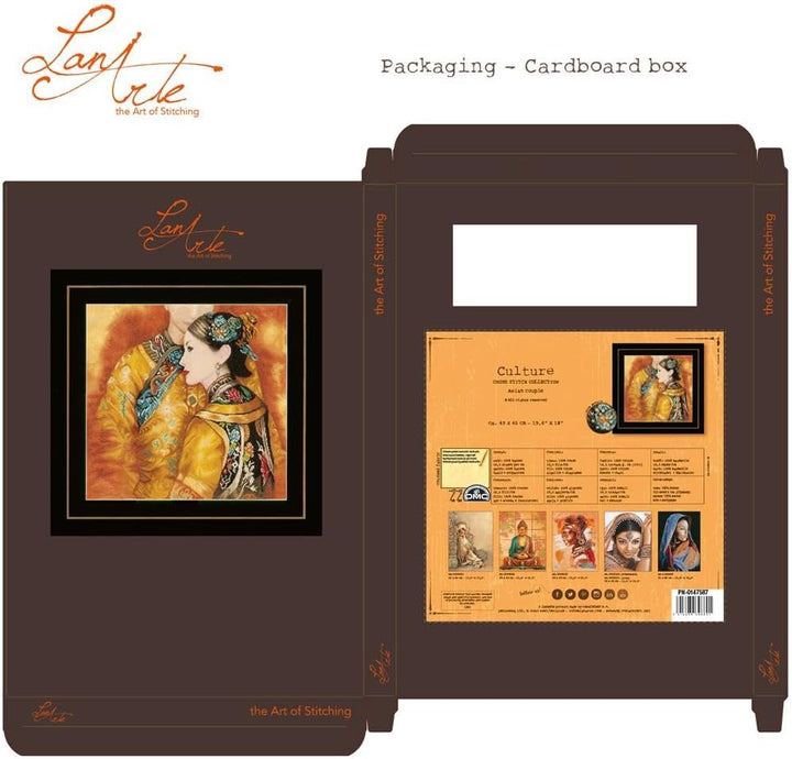 Lanarte Zählmusterpackung Asiatisches Paar Kreuzstichpackung, Baumwolle, Mehrfarbig, 49 x 45 x 0.3 c