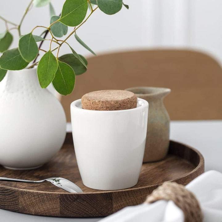 Villeroy und Boch Artesano Original Zuckerdose, Premium Porzellan/Kork, Weiss Zuckerdose Weiss, Zuck