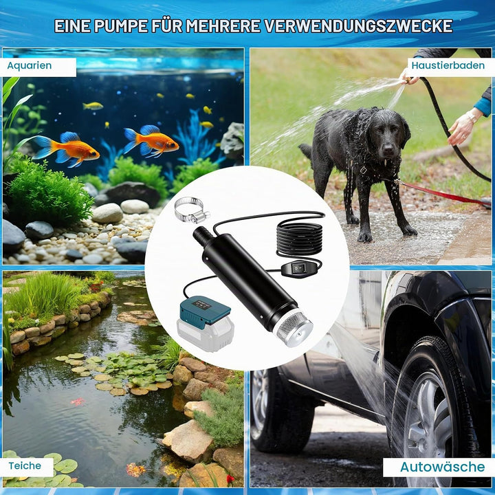 Akku Wasserpumpe für Makita 18V, 30L/min Tragbare Wasserpumpe &amp; Sumpfpumpe Wasserpumpe Akku, Selbsta