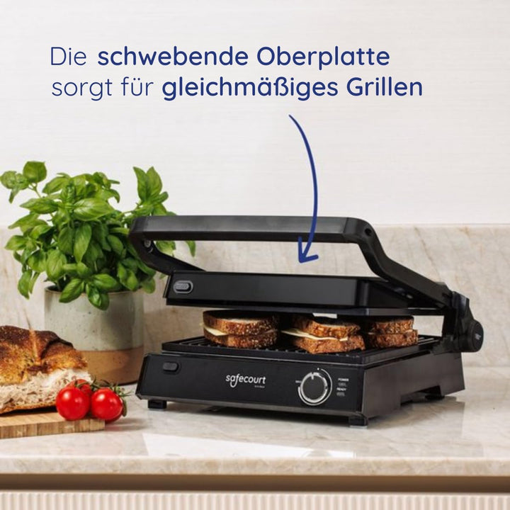 Safecourt Kitchen – Kontaktgrill 4-in-1 – Sandwichmaker, Panini Grill, Tischgrill elektrisch & Toast