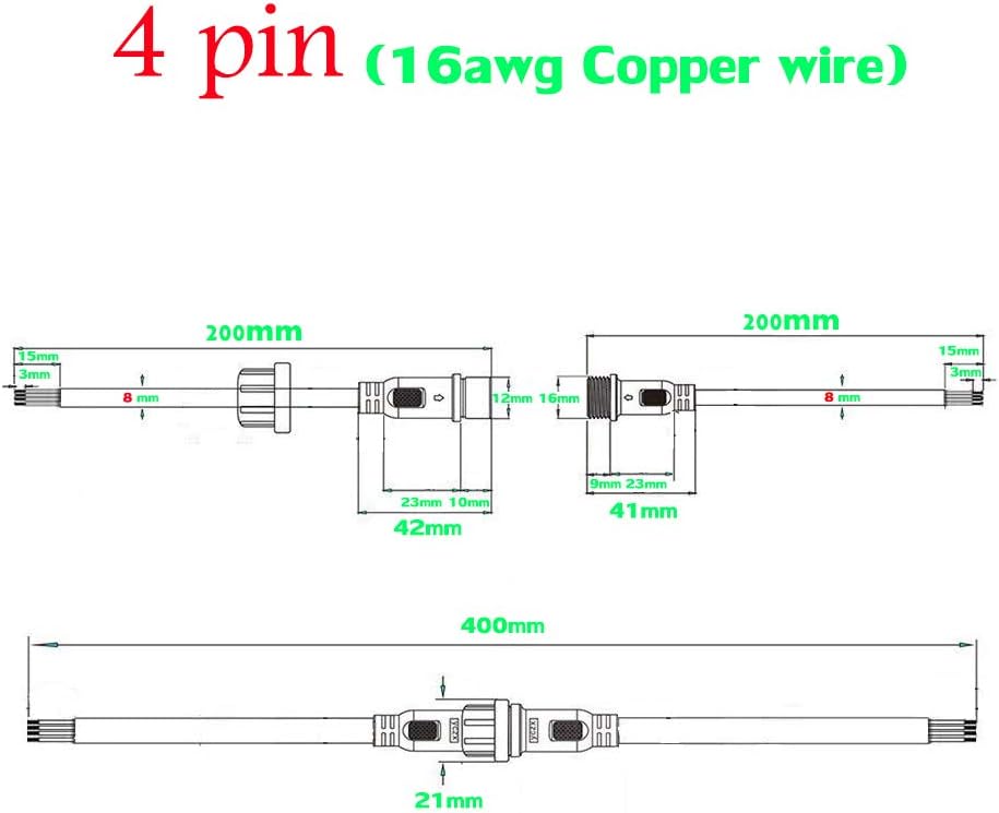 4pin Wasserdichte Anschlüsse,Male Female Plug LED Steckverbinder, 4Pin 4Core Waterproof IP68 Steckve