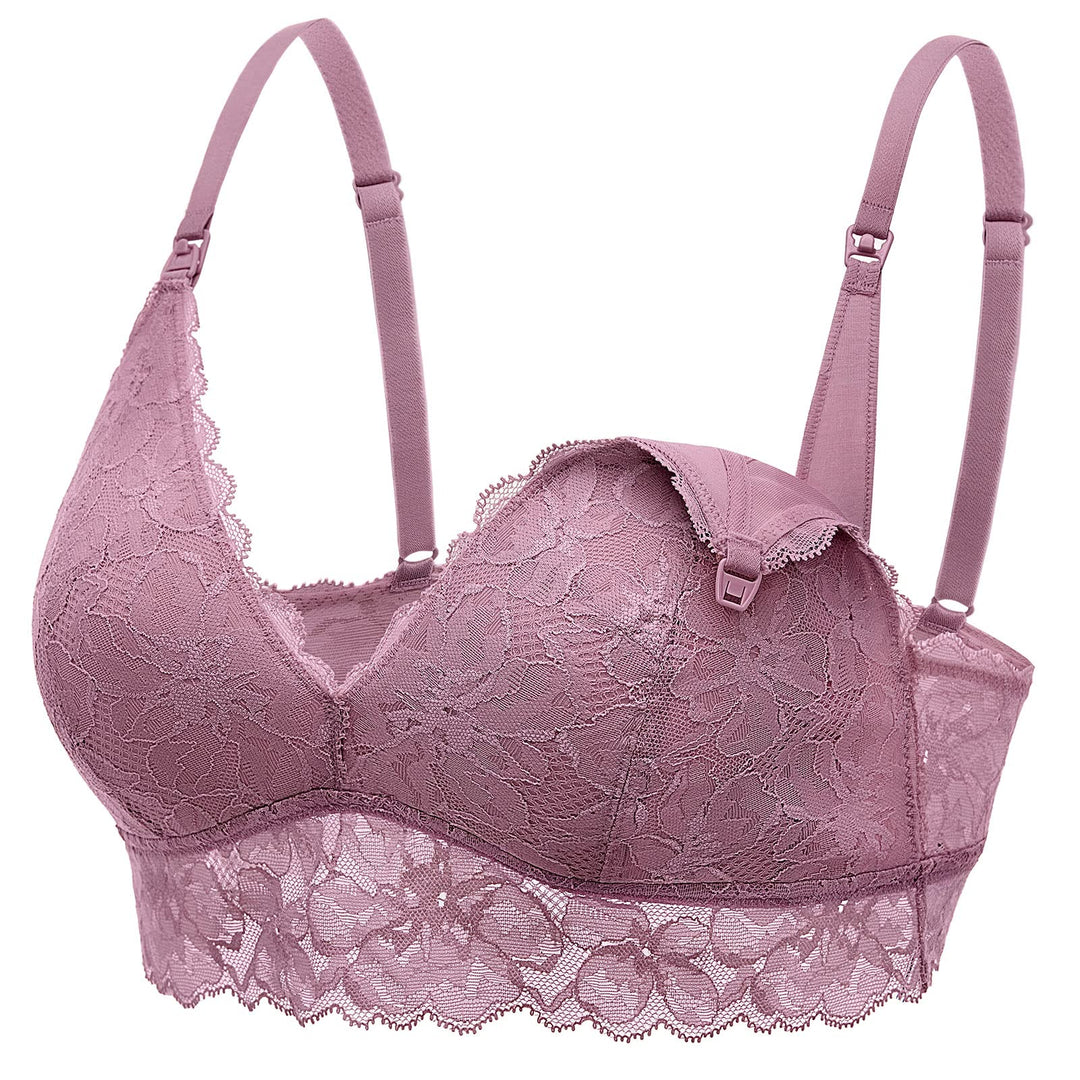 MOMANDA Damen Still BH Grosse Brüste Spitze Mutterschaft Stillen Schwangerschaft BHS S Orchideenrose