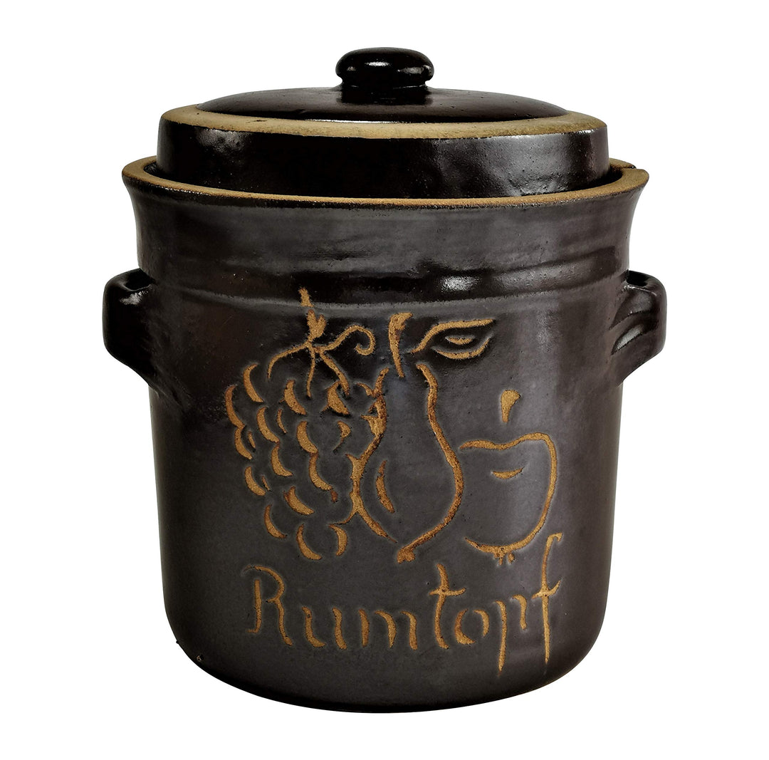 Gärtopf Steinzeugtopf Rumtopf Sauerkrauttopf Inhalt 4 l mit Deckel Dekor Früchte Gärtopf 4l - Rum, G