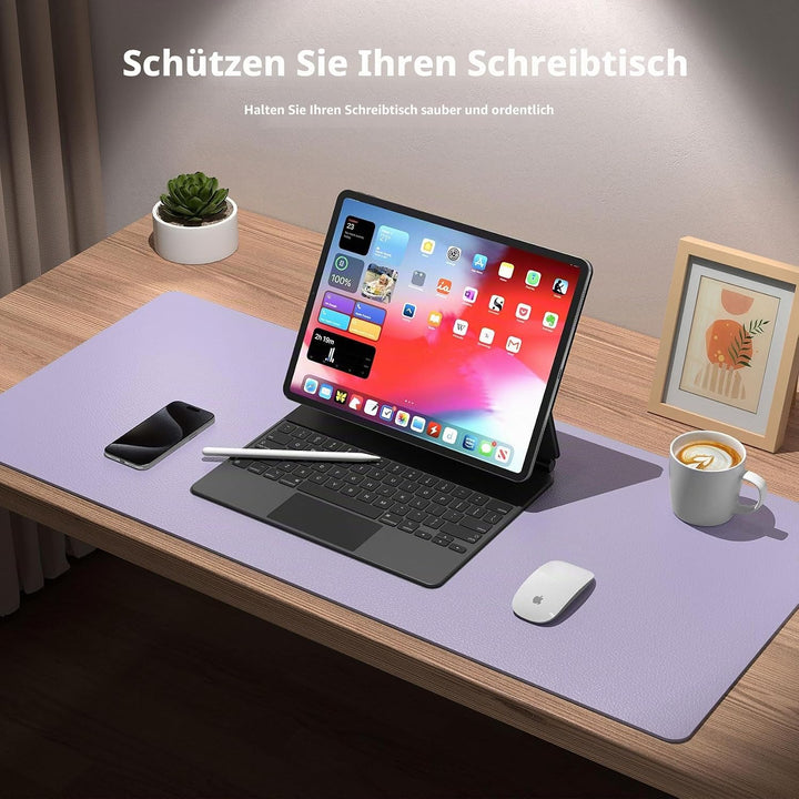 Aothia Schreibtischunterlage,Mauspad mit Leder und Rutchfeste Wildleder,Multifunktionales Office Mou