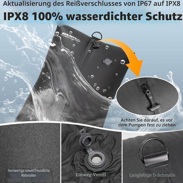 EULANT Wasserdicht Vakuumbeutel für Reisen mit Pumpe, Wiederverwendbare Kompressionsbeutel für Koffe