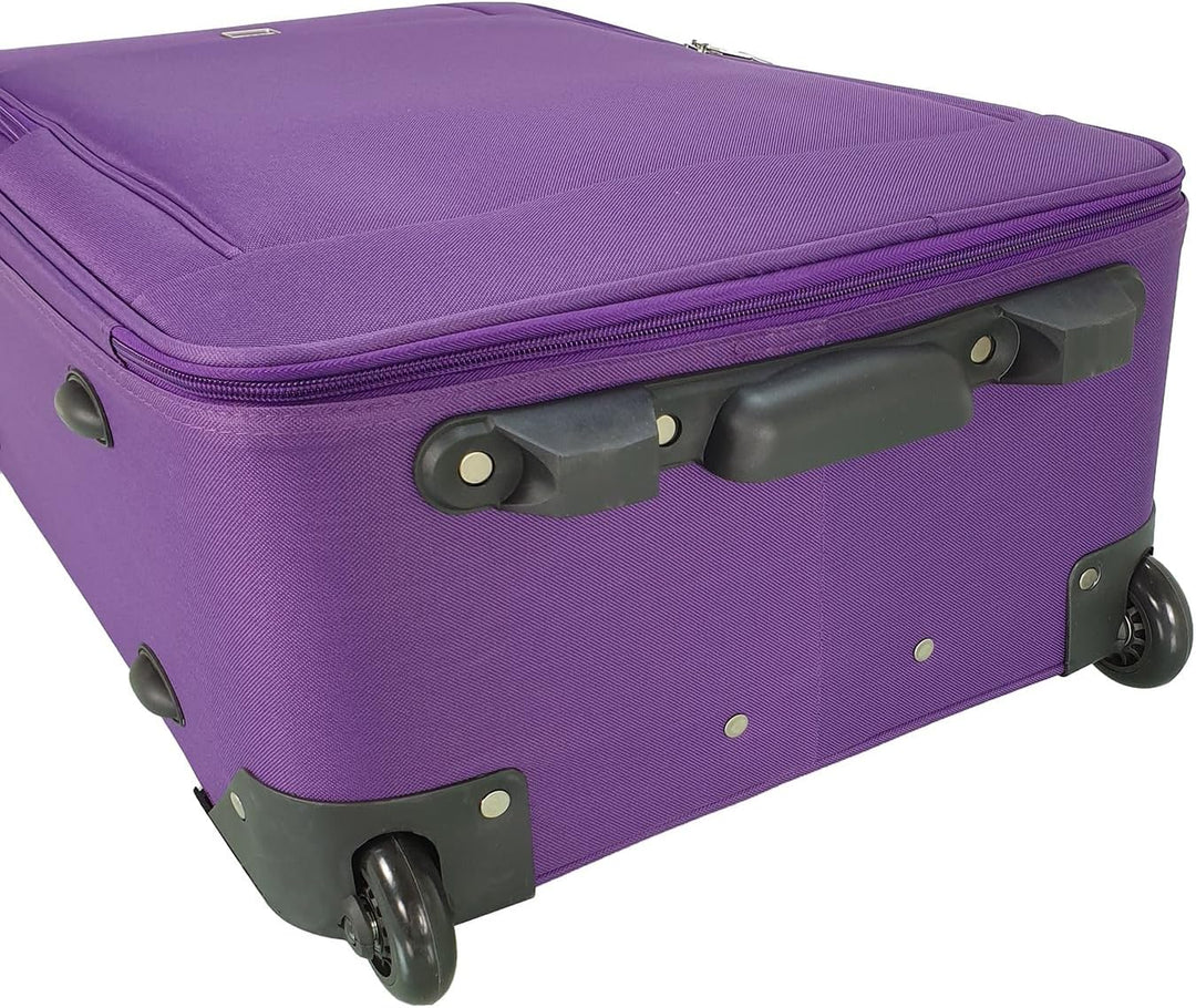SIGN Stoffkoffer Trolley Reisekoffer Inline Rollen (Handgepäck-Mittel-Gross-Sehr Gross) (Lila, 4er S
