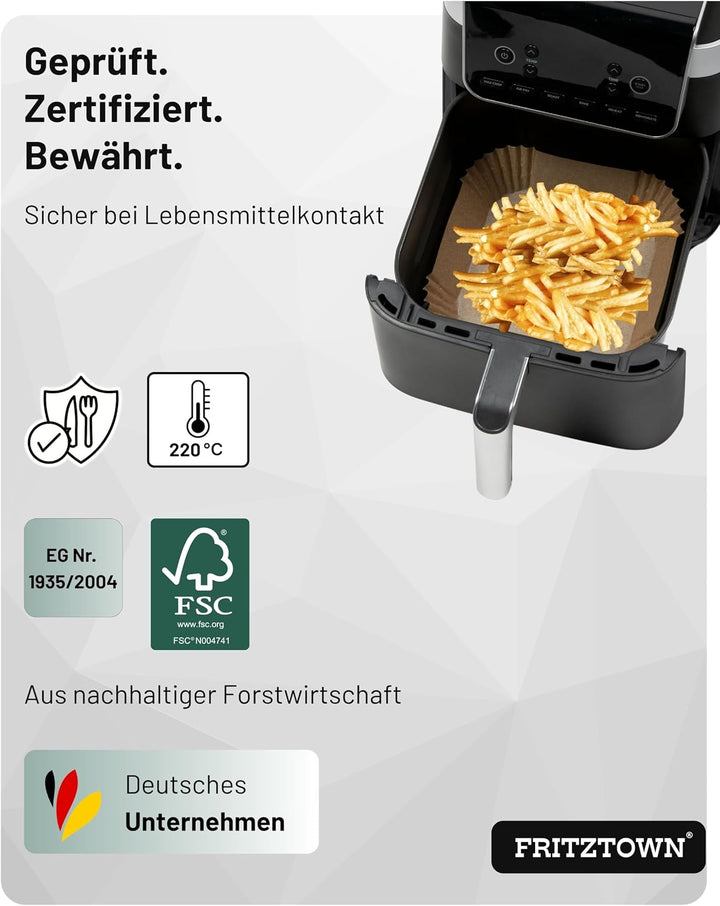 Backpapier für Heissluftfritteuse Ninja Dual | 300 Blatt 20,5x14 cm Rechteckig | Air Fryer Backpapie