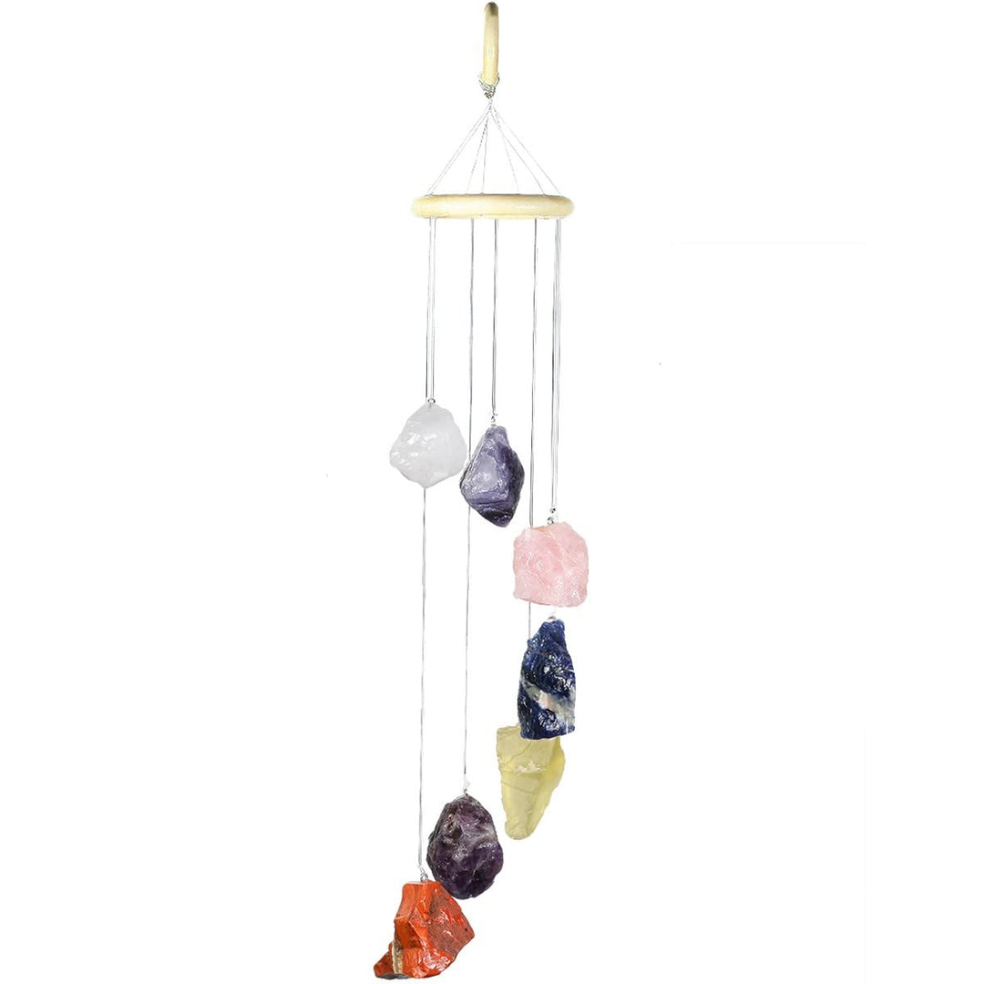 Nupuyai 7 Chakra-Stein Kristall Rohstein Windspiele Fensterdeko Hängendes Deko für Garten Terrasse B