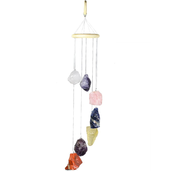 Nupuyai 7 Chakra-Stein Kristall Rohstein Windspiele Fensterdeko Hängendes Deko für Garten Terrasse B