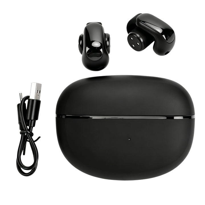 Open Ear Bluetooth Kopfhörer, Bluetooth 5.3 Clip On Kopfhörer Schwarz, Schwarz