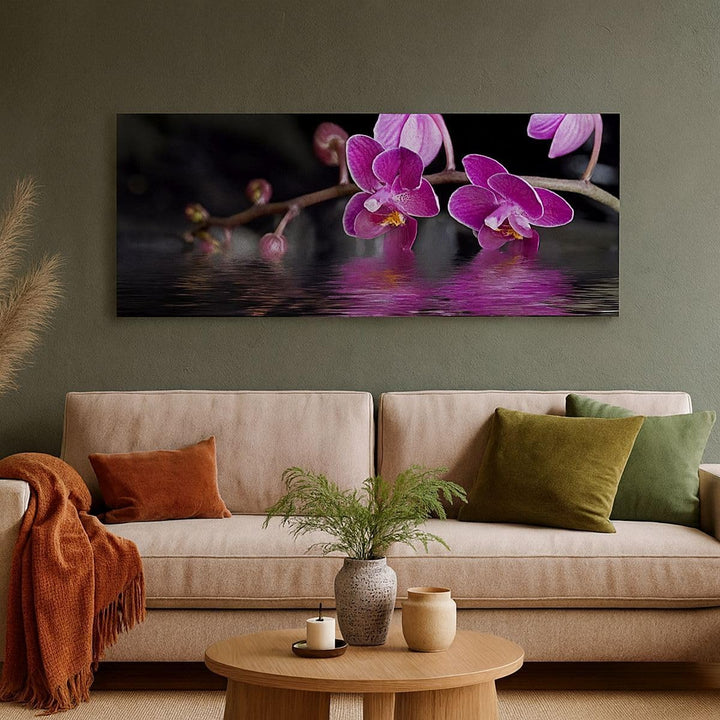 Wandbilder Dekoration Wohnzimmer Asien exotisch orchidee blume Panorama Bilder auf Leinwand 120x50cm