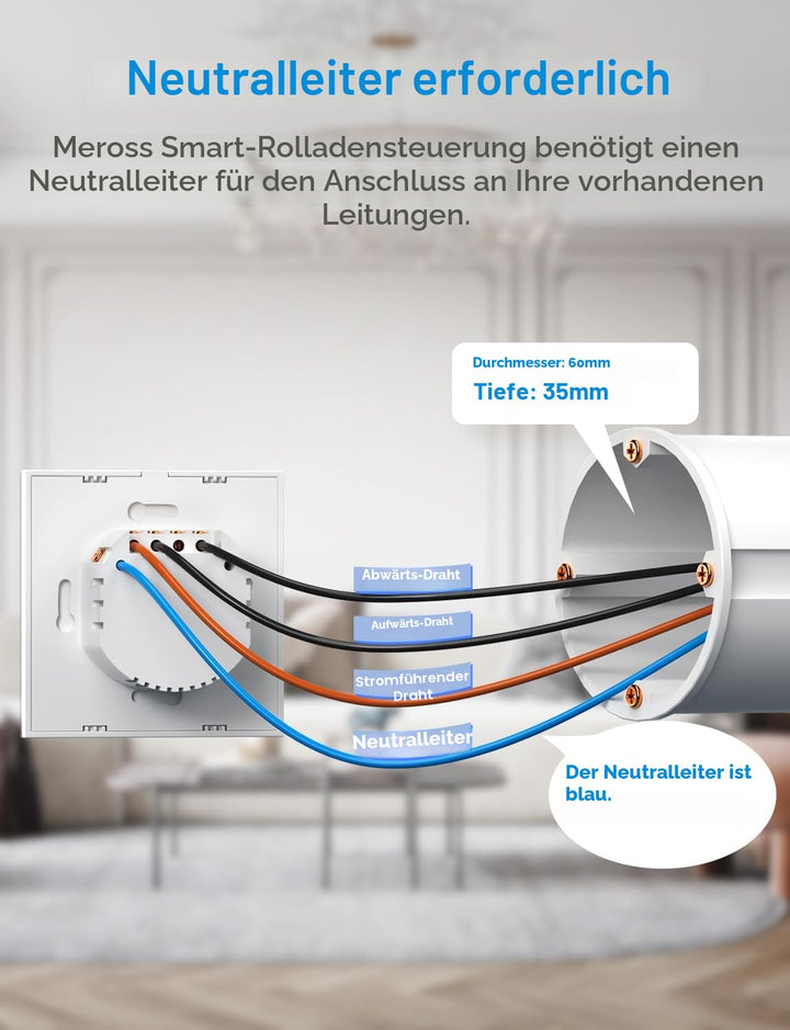meross WLAN Rolladenschalter funktioniert mit Homekit, Alexa Rollladen, Smart Jalousien Schalter ben