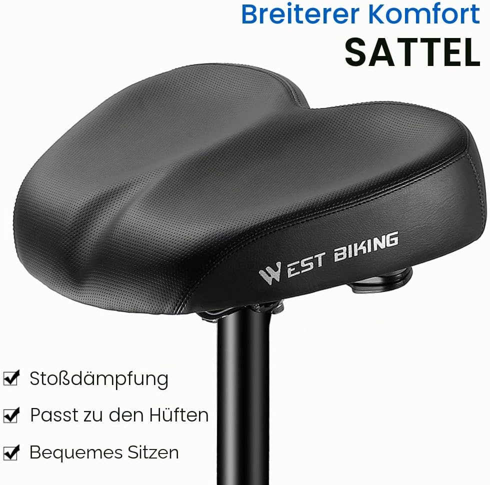 Lixada West Biking Ergonomischer Fahrrad-Ersatzsattel, weich, breiter, Dicker, Rennrad-Kissen, Langs
