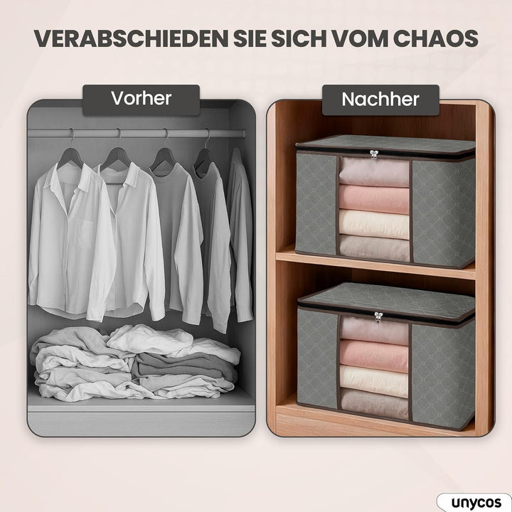 unycos - 6 Stück | 90L Aufbewahrungstasche, Kleideraufbewahrungstaschen, Stoff mit Transparentem Fen