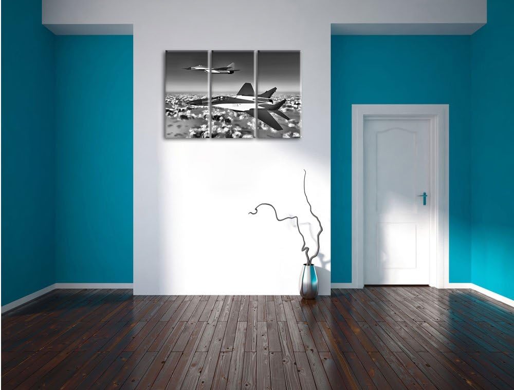 Pixxprint Kampfjets 3Teiler 120x80 cm Leinwandbild Wandbild Kunstdruck