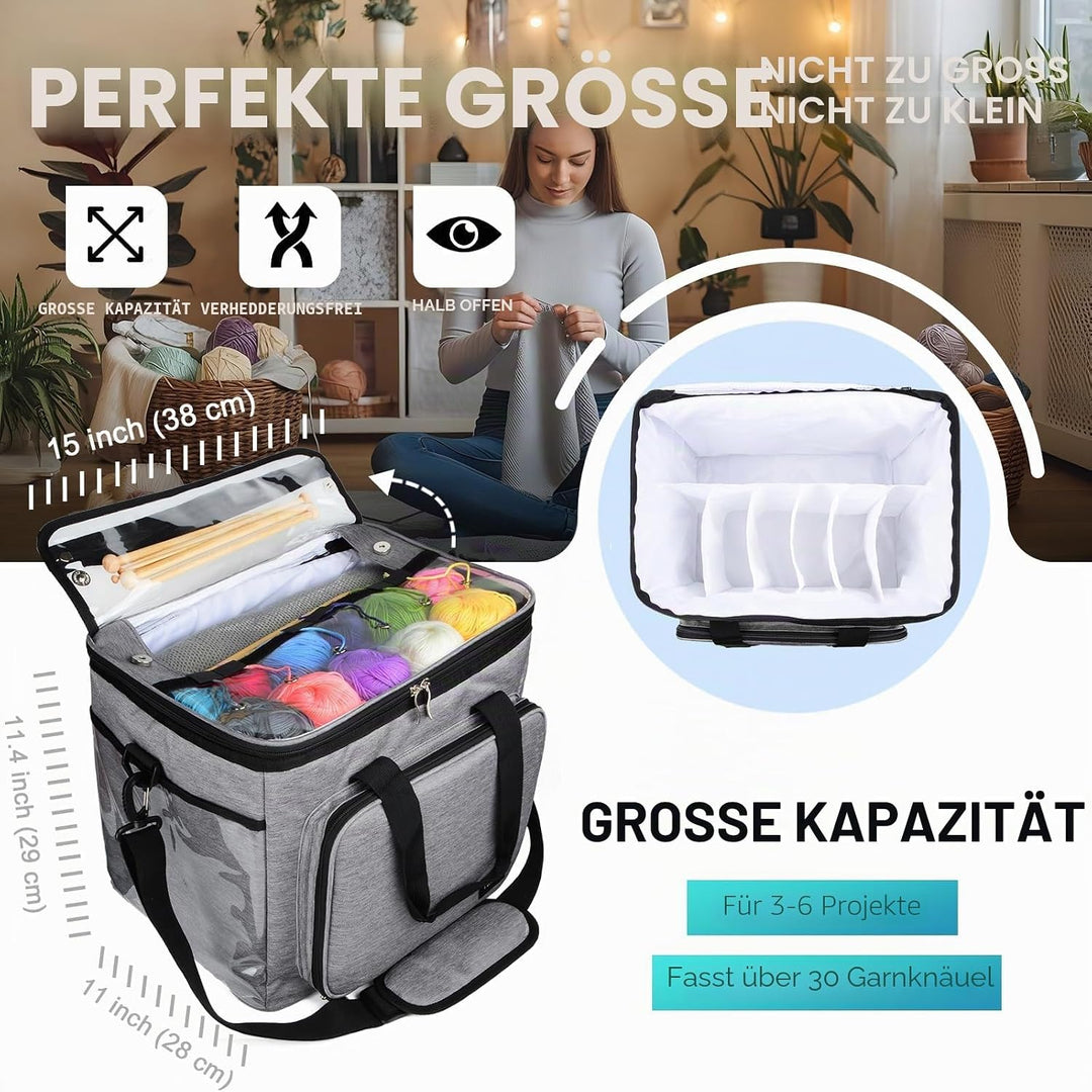 Aufbewahrungstasche für Wolle, Stricktasche Zur Garn aufbewahrung für Stricken, Häkeln, Stränge des
