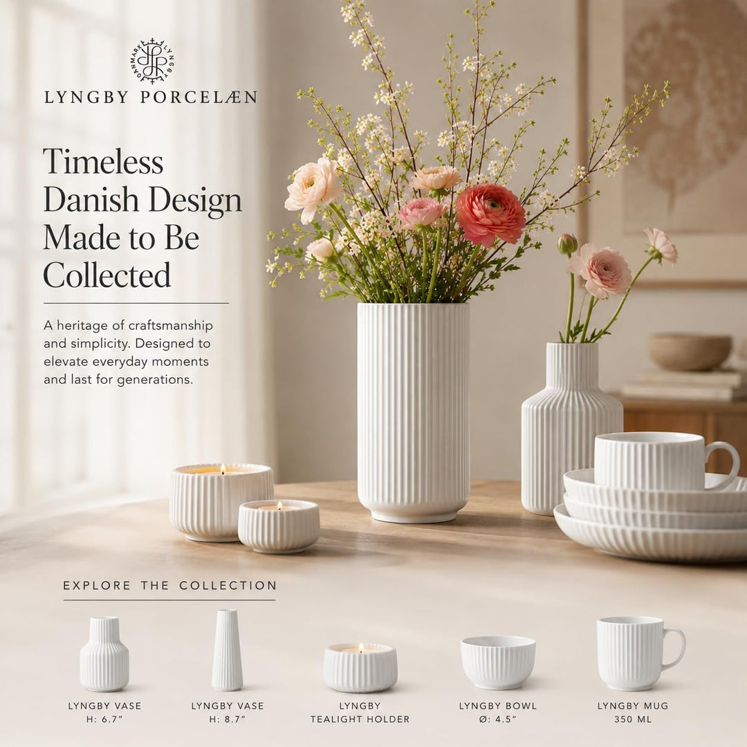 Lyngby Porcelæn Vase H31 cm Lyngby Designklassiker Zeitloses Design, Weiss H31 cm Weiss, H31 cm Weis