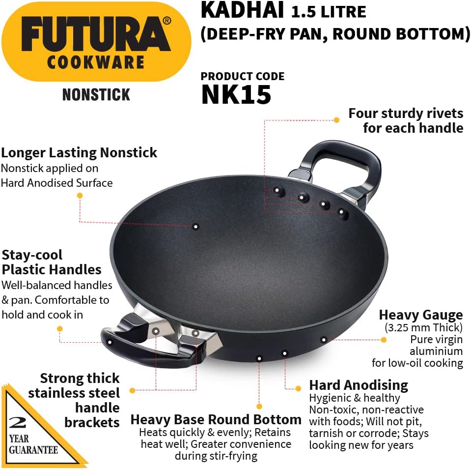 Futura Non-Stick Deep-Fry Pan (Kadhai) 1.5 LITRE
