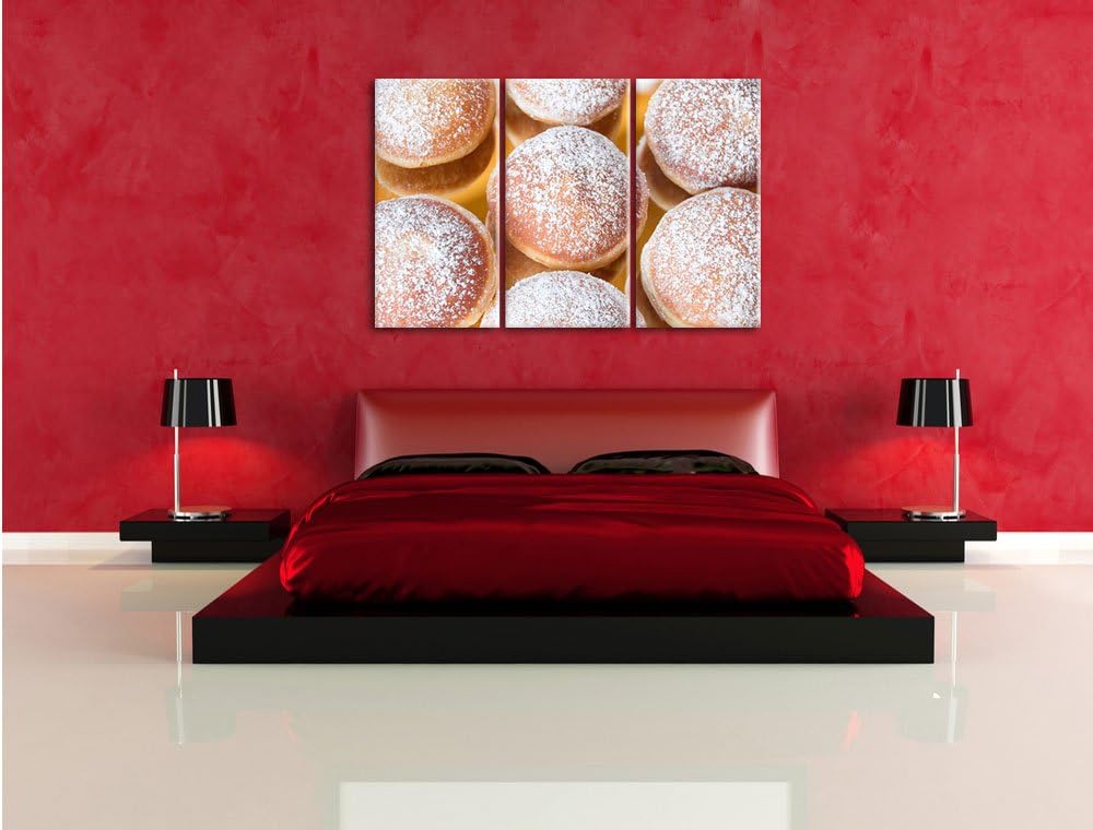 Pixxprint Süsse Berliner 3-Teiler Leinwandbild 120x80 Bild auf Leinwand