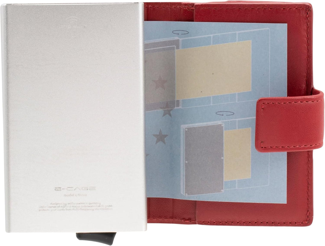 Maitre - unisex e-cage f3 c-three - Slim Wallet - Kartenportmonaie, 6,5X10 Rot