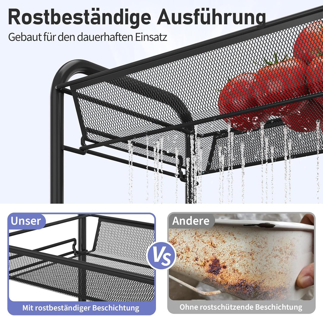 Urackify 3-stöckiger Rollwagen, Multifunktionaler mobiler Küchenwagen für Bad, Küche & Waschküche. R
