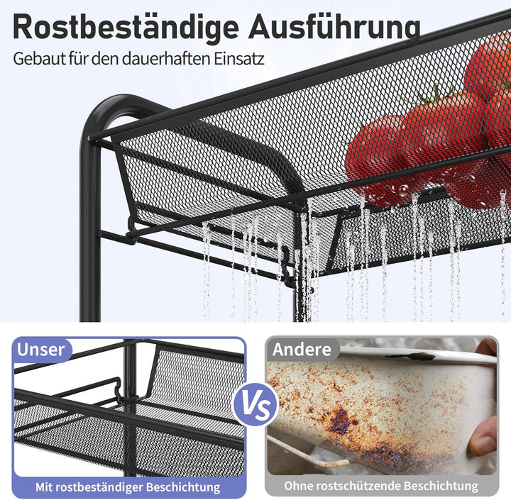 Urackify 3-stöckiger Rollwagen, Multifunktionaler mobiler Küchenwagen für Bad, Küche & Waschküche. R