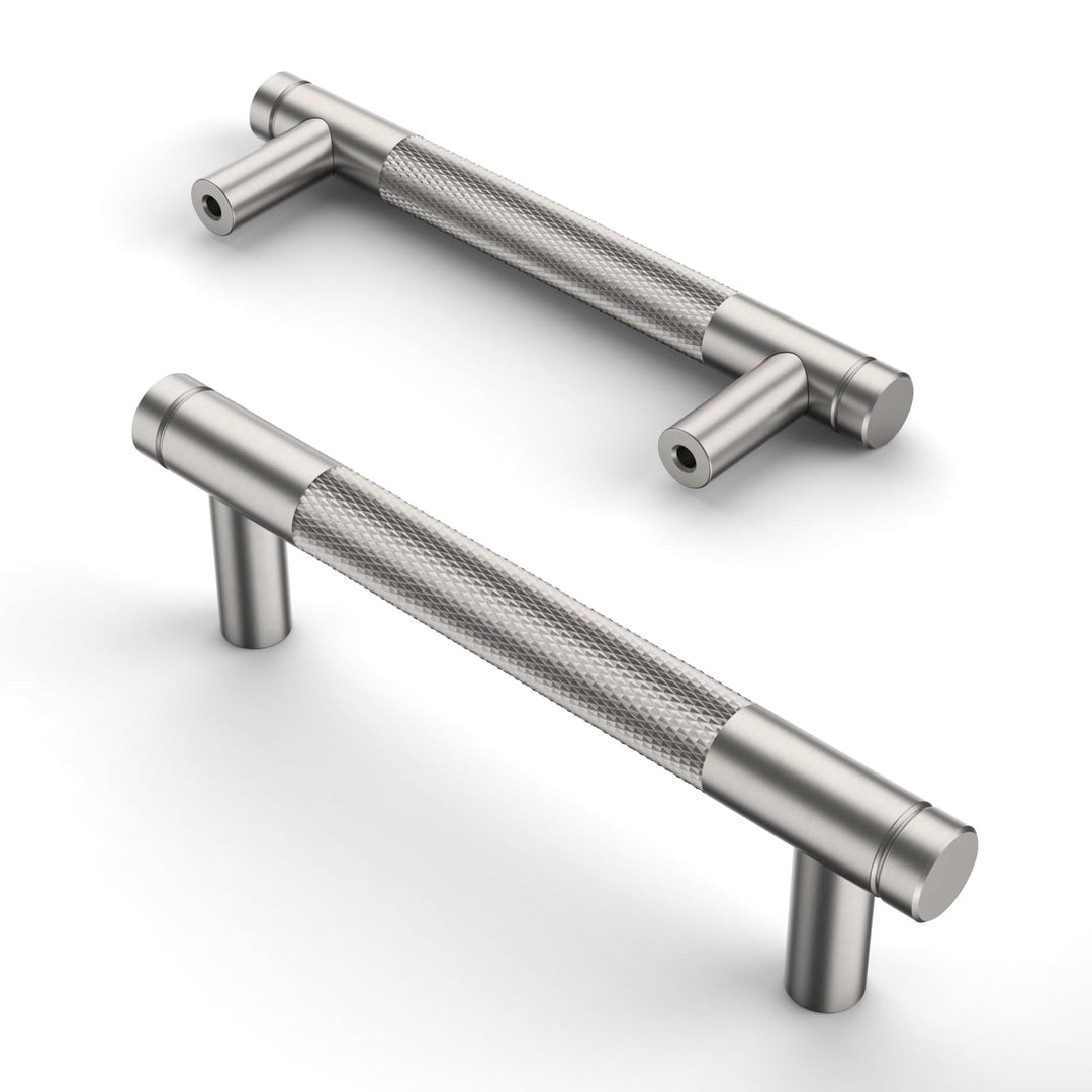 Amerdeco 10 Stück Gebürsteter Nickel Schrankgriffe 96mm Lochabstand, Aluminium Griffe für Küchenschr