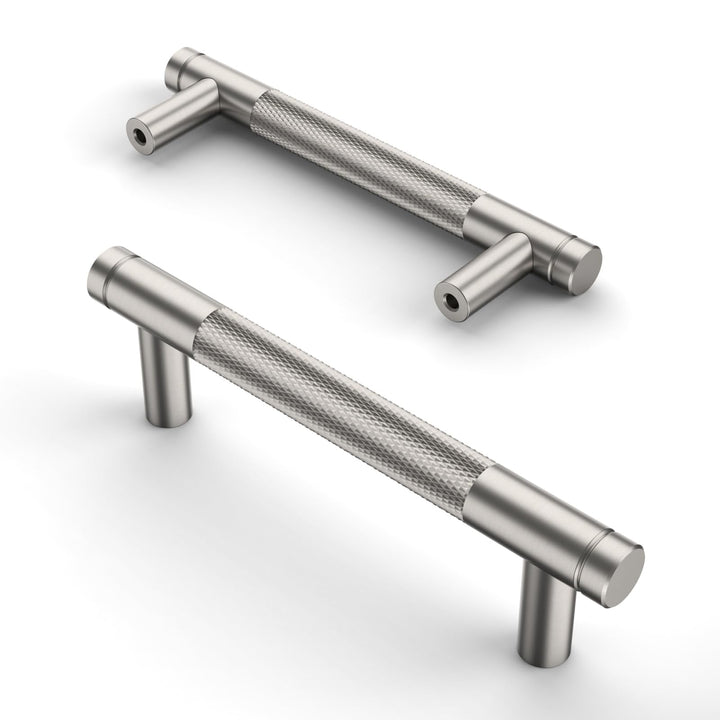 Amerdeco 10 Stück Gebürsteter Nickel Schrankgriffe 96mm Lochabstand, Aluminium Griffe für Küchenschr
