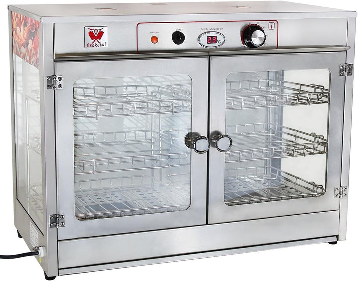 Beeketal 'BHT-2' Profi Gastro Heisse Theke Warmhaltevitrine aus Edelstahl mit Beleuchtung, Krümelsch