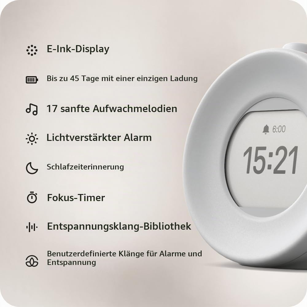 mudita Sunrise Alarm Clock E Ink Screen – „Harmony 2” Wecker Digital mit Bildschirm ohne Lichtemissi