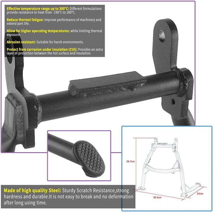 Fayedenicy Motorradzubehörteile für CRF 1000L 16-19, Schwarzer Stahl Center Central Foot Stand Mount
